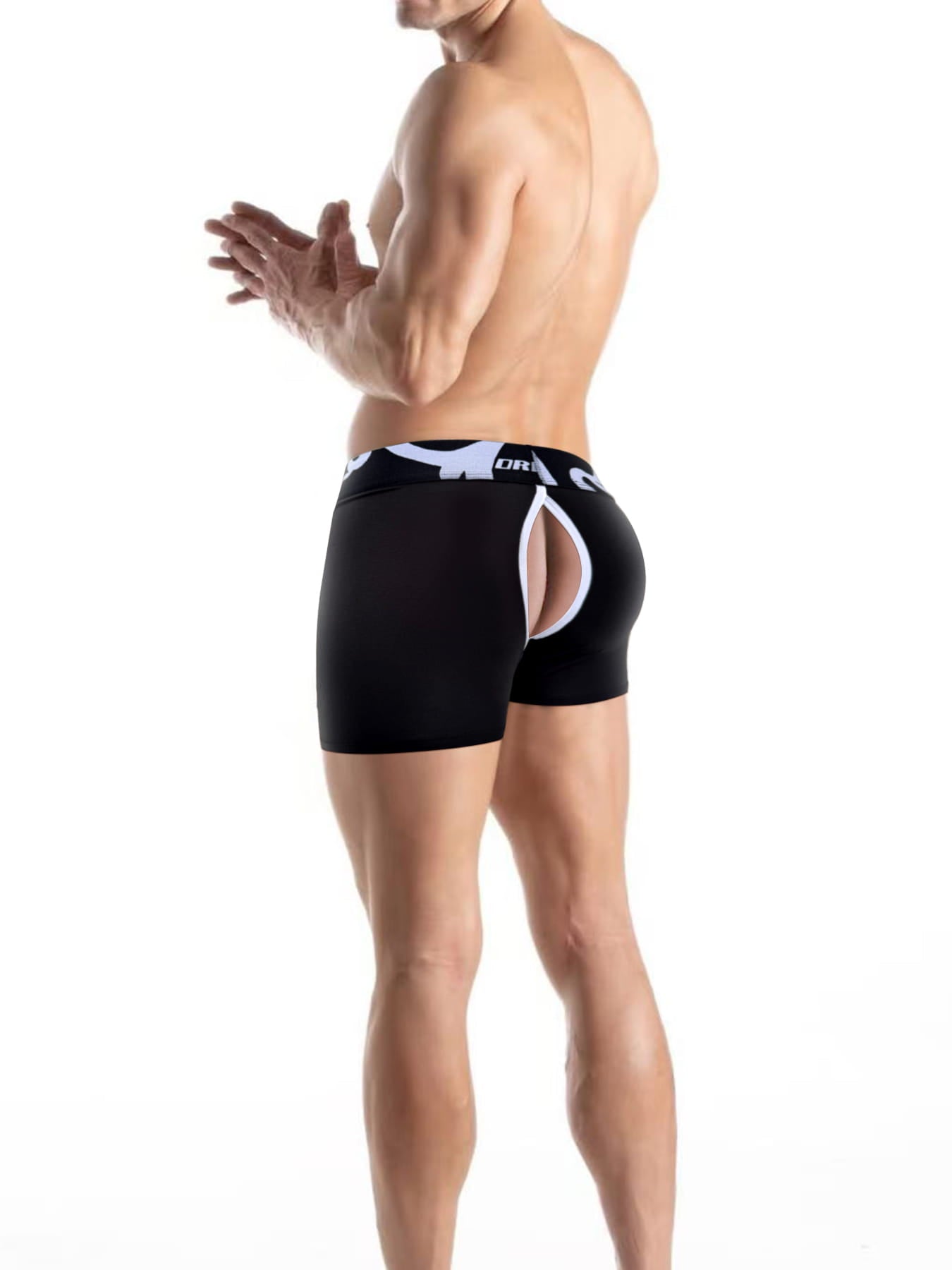 Men's Modal Split-Crotch Boxer Briefs with Detachable Pouch