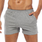 Men's Pure Cotton Knit Relaxed-Fit Lounge Boxer Shorts with Pockets