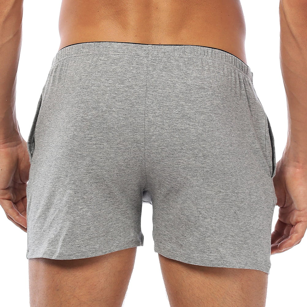 Men's Pure Cotton Knit Relaxed-Fit Lounge Boxer Shorts with Pockets