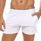 Men's Pure Cotton Knit Relaxed-Fit Lounge Boxer Shorts with Pockets