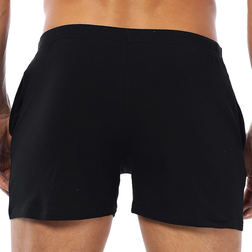 Men's Pure Cotton Knit Relaxed-Fit Lounge Boxer Shorts with Pockets
