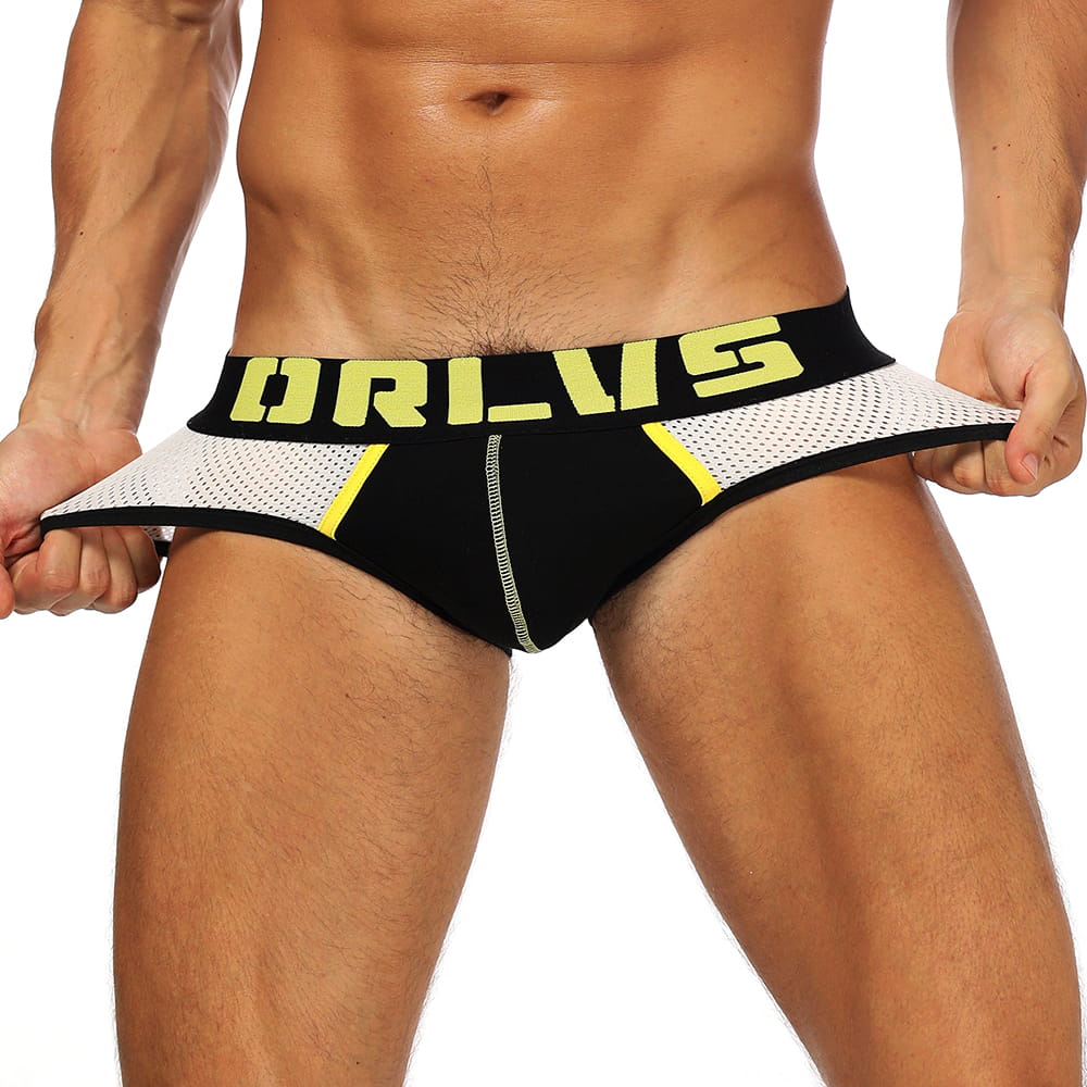 Men's Sheer Mesh Low-Rise Briefs with Cotton Pouch