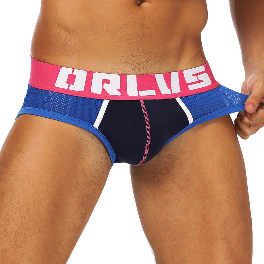 Men's Sheer Mesh Low-Rise Briefs with Cotton Pouch