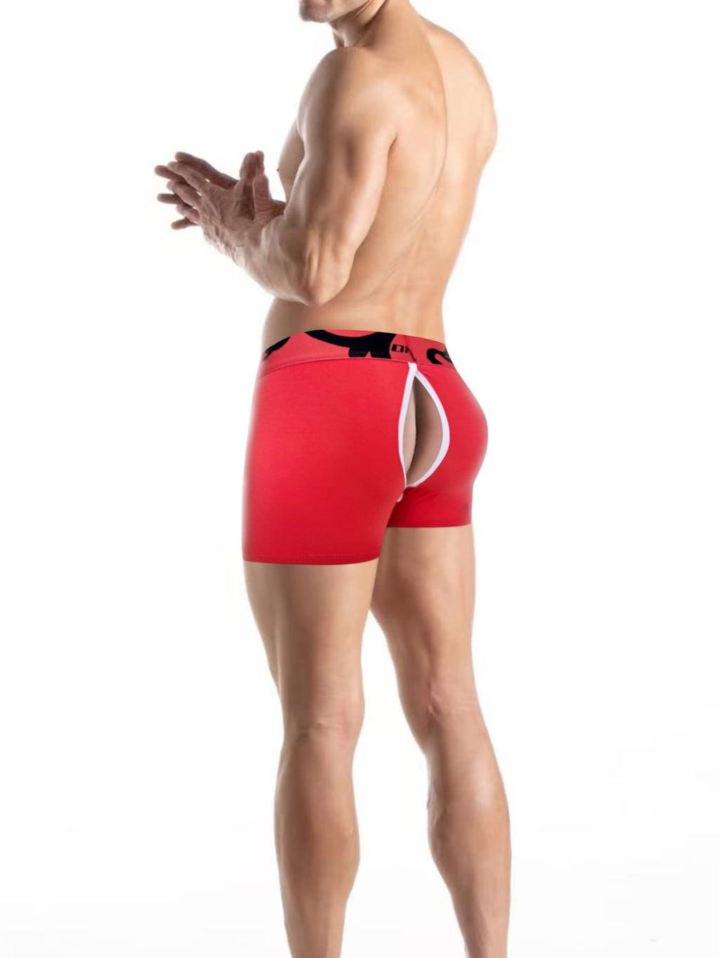 Men's Modal Split-Crotch Boxer Briefs with Detachable Pouch