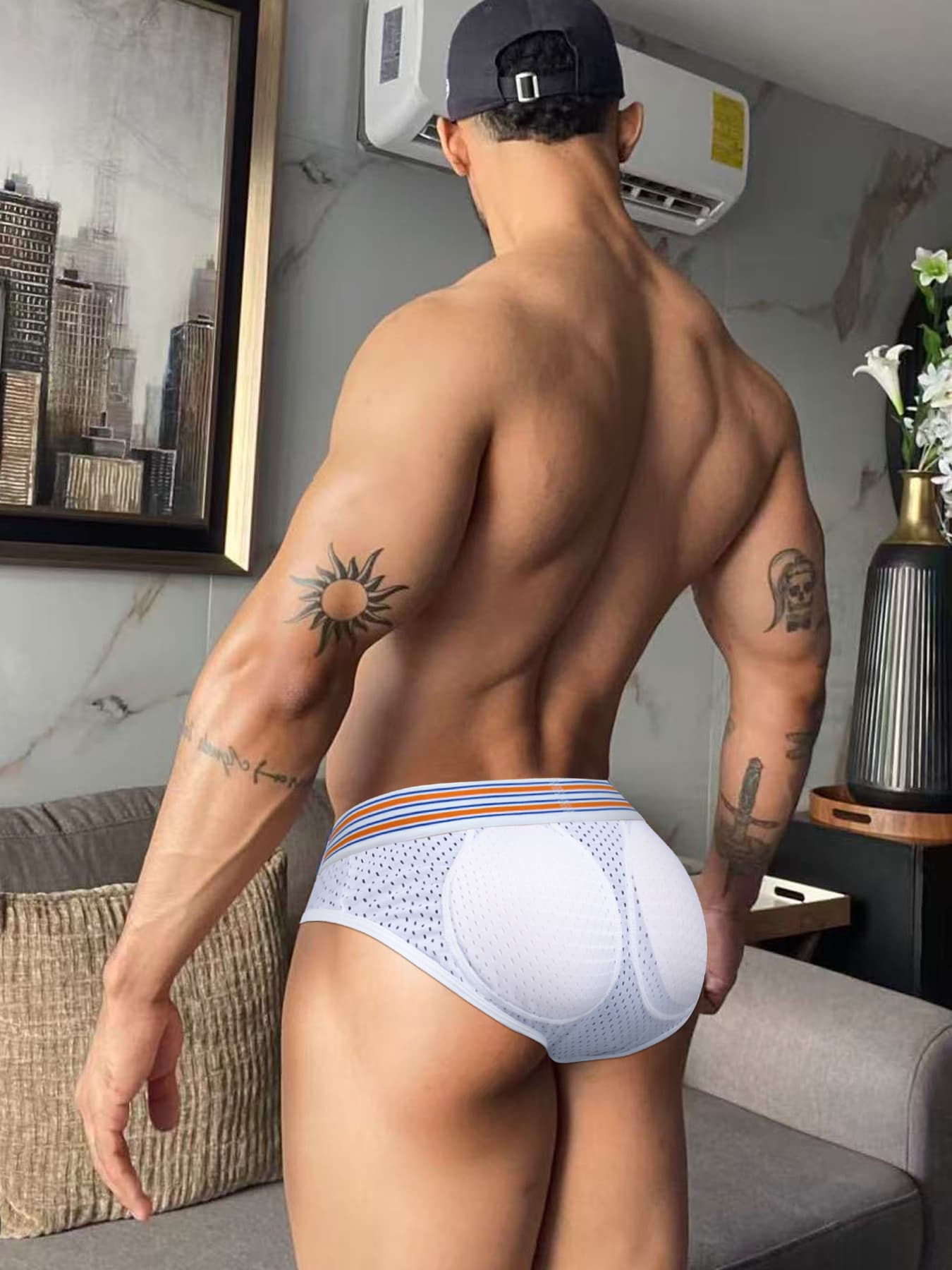 Men's Breathable Mesh Removable Padded Enhancing Briefs
