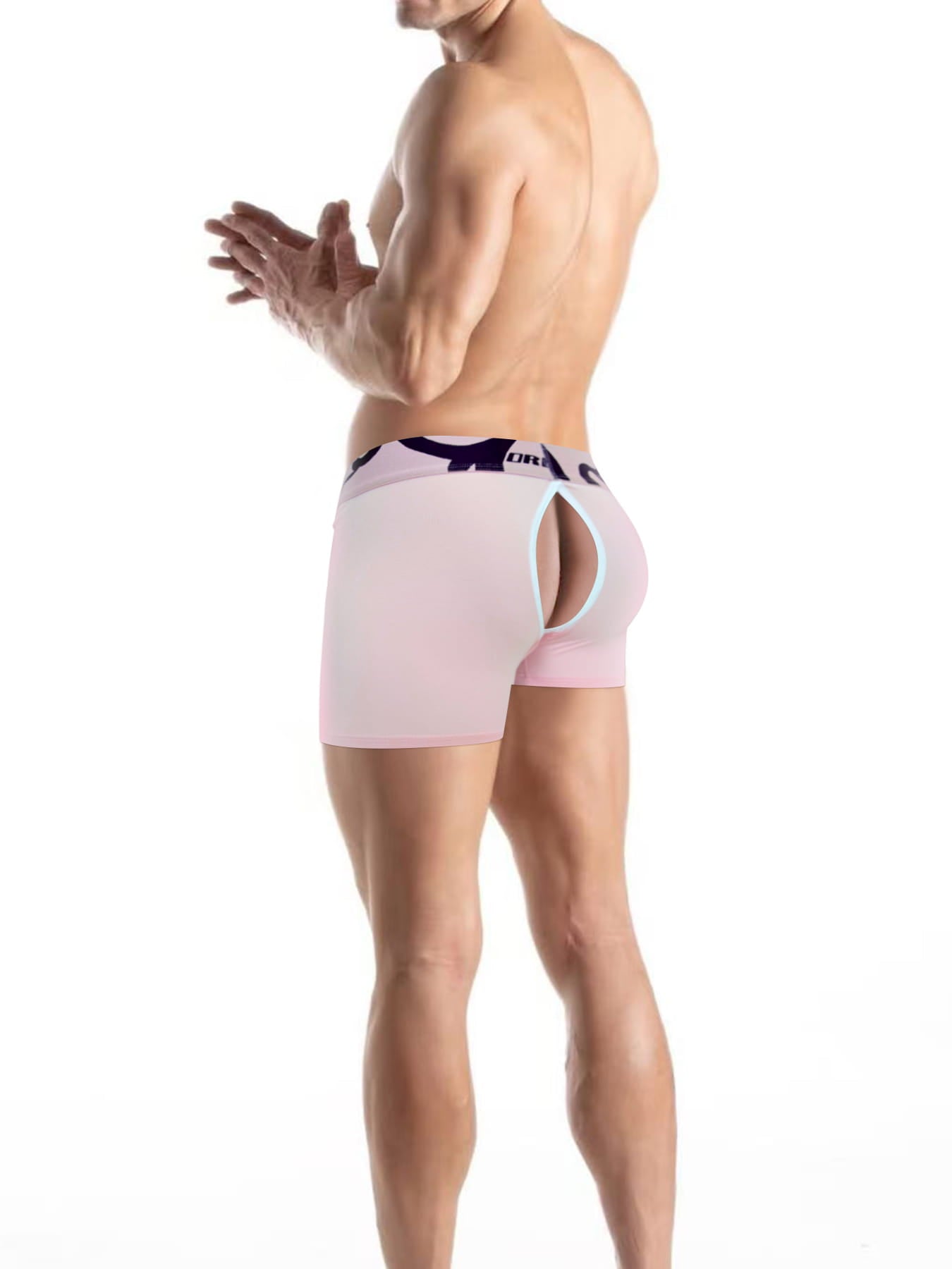 Men's Modal Split-Crotch Boxer Briefs with Detachable Pouch