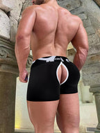 Men's Modal Split-Crotch Boxer Briefs with Detachable Pouch