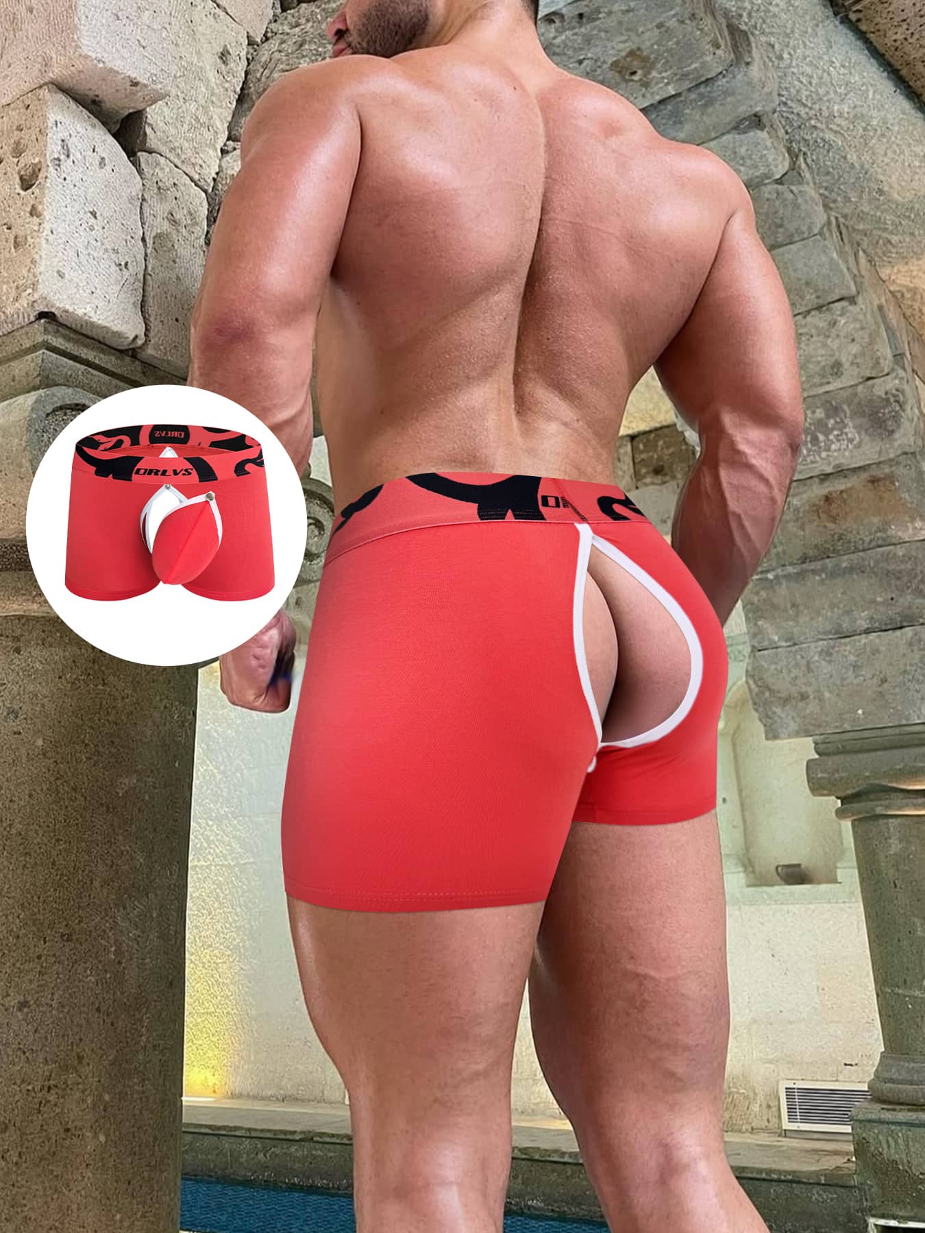 Men's Modal Split-Crotch Boxer Briefs with Detachable Pouch