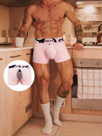 Men's Modal Split-Crotch Boxer Briefs with Detachable Pouch